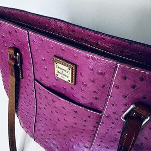 Dooney & Bourke Lexington Tote Ostrich Embossed Leather Purple Pink RARE VTG